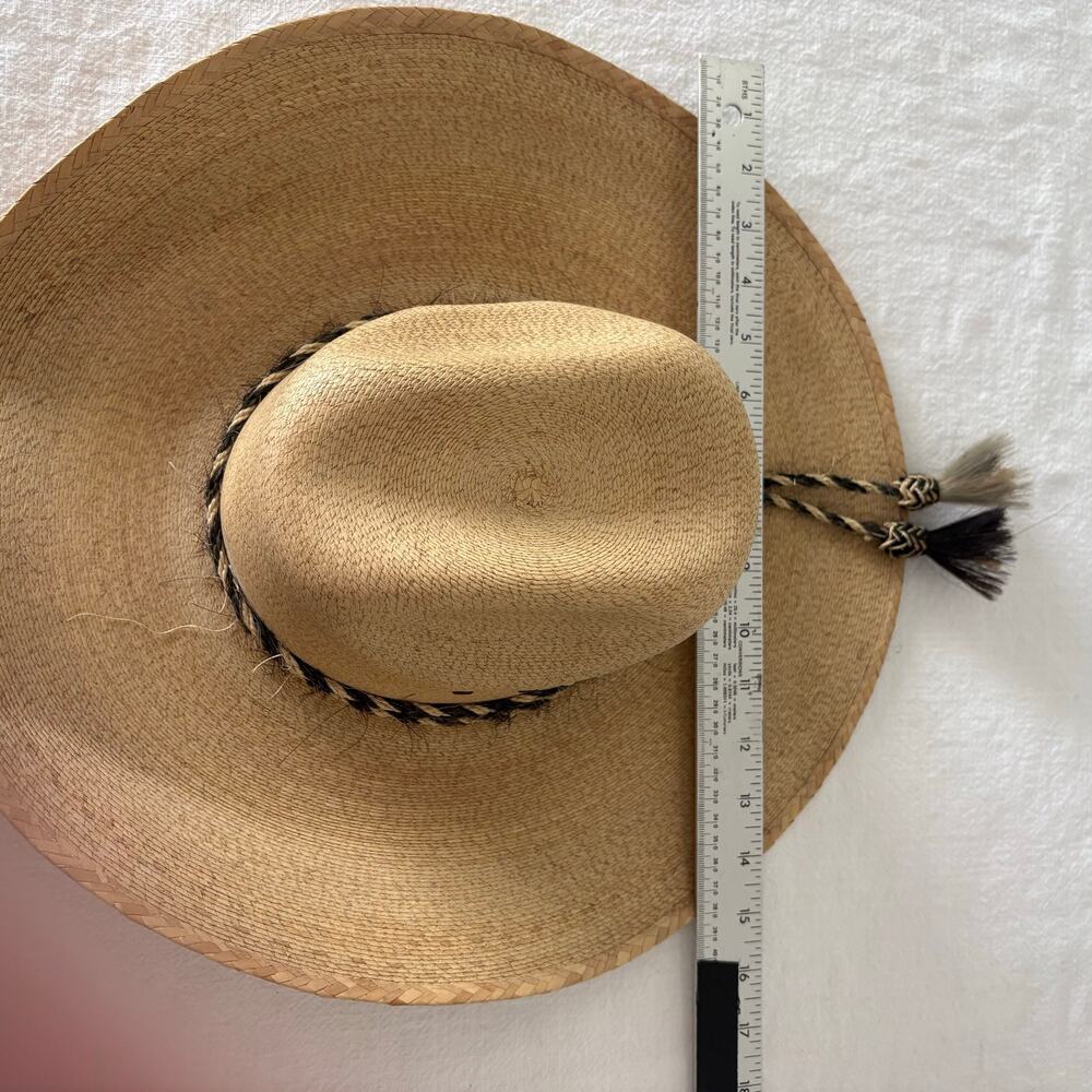 Cowboy Hat Horsehair Band Palm Hat La Providencia 30X Size 6 5/8 Mexico - Picture 16 of 16